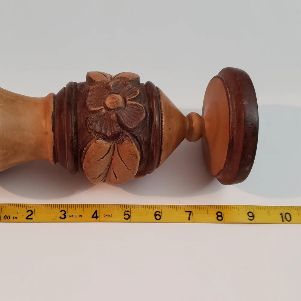 Hand Carved Wooden Vase Folk Art Boho